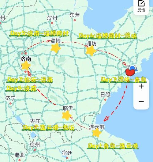 青岛出发7天自驾游路线