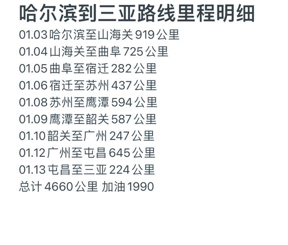哈尔滨到三亚自驾游路线