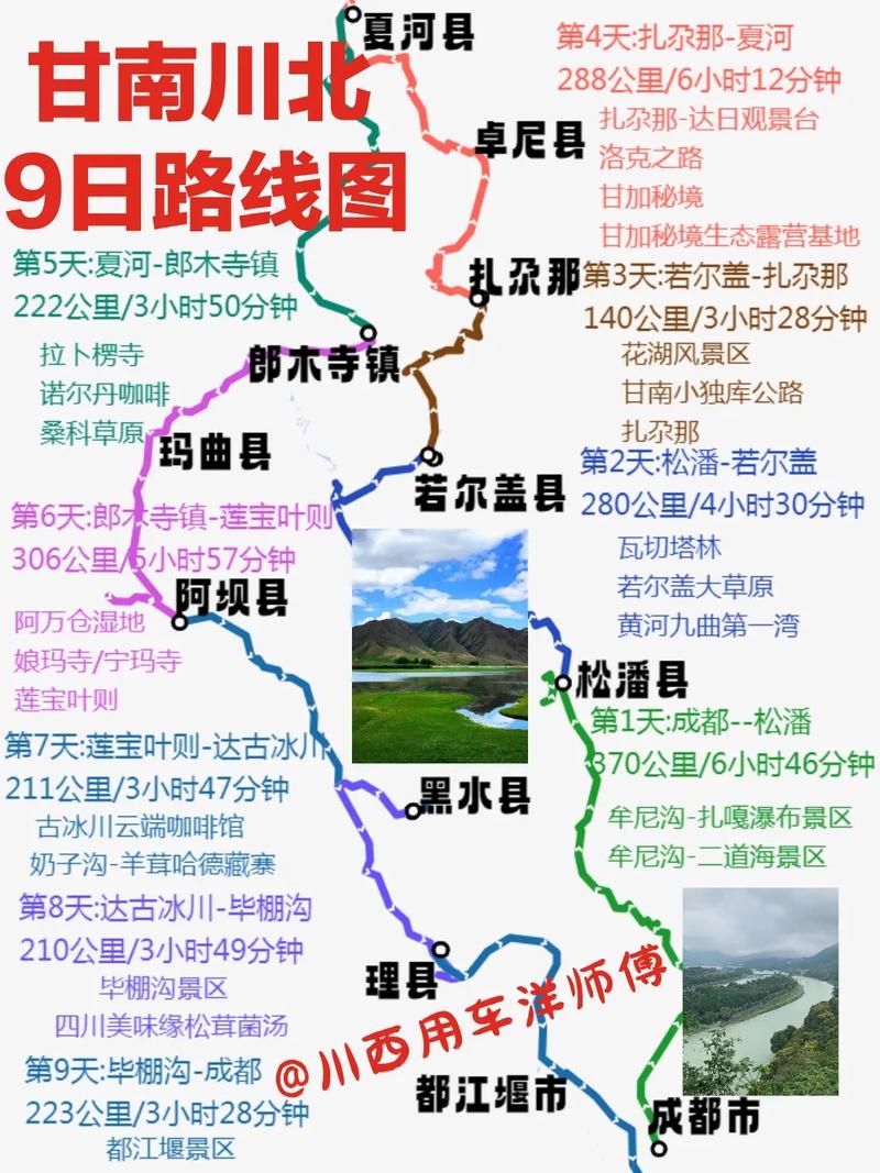 甘南川北自驾游路线图