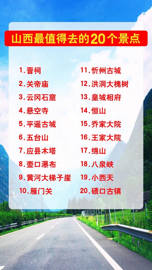山西旅游景点大全排名榜