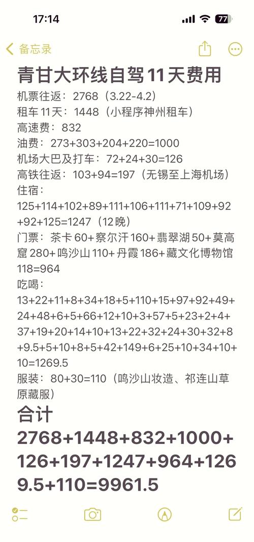 青甘大环线自驾游费用