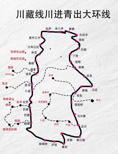 去川藏线自驾游路线图